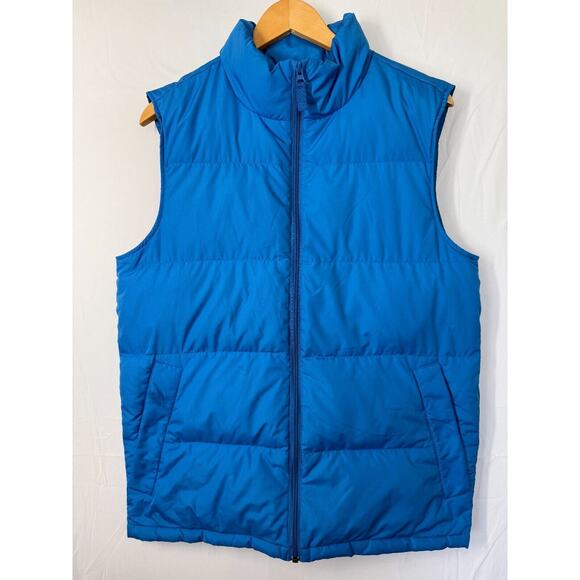 Lands End Down Feather Puffer Vest Mens Size Small 34 36 Pockets Full Zip Blue - Picture 1 of 11